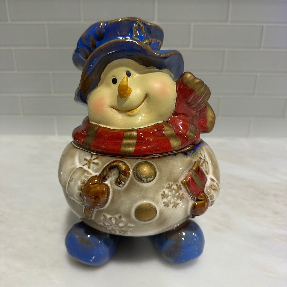 Festive Snowman Cookie Jar - Multicolor